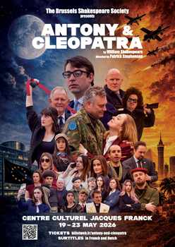 Antony and Cleopatra production poster — Brussels Shakespeare Society, Centre Culturel Jacques Franck, 19–23 May 2026